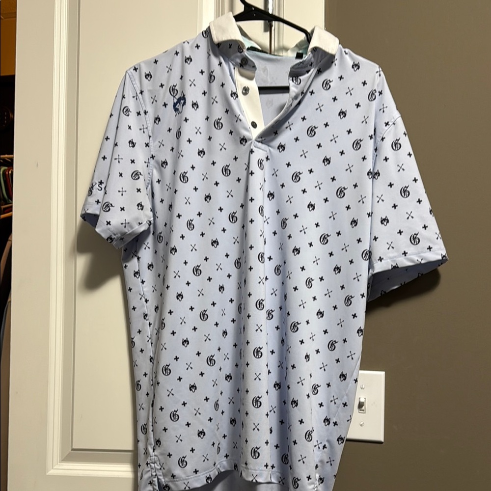 Greyson Blue Polo Shirt with Distinctive Pattern
